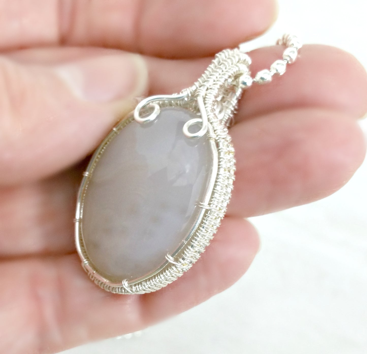 Wire Woven Agate Pendant Necklace, Jewelry for Women
