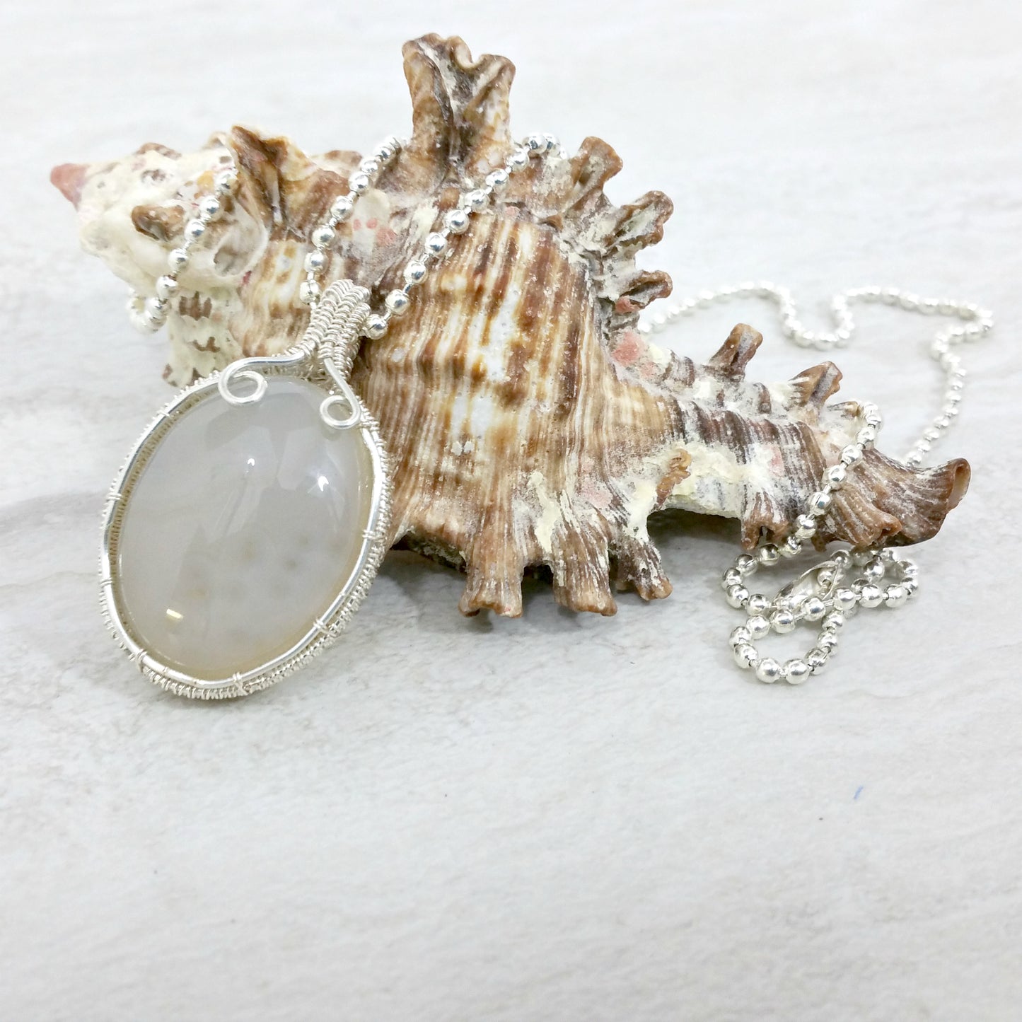 Wire Woven Agate Pendant Necklace, Jewelry for Women