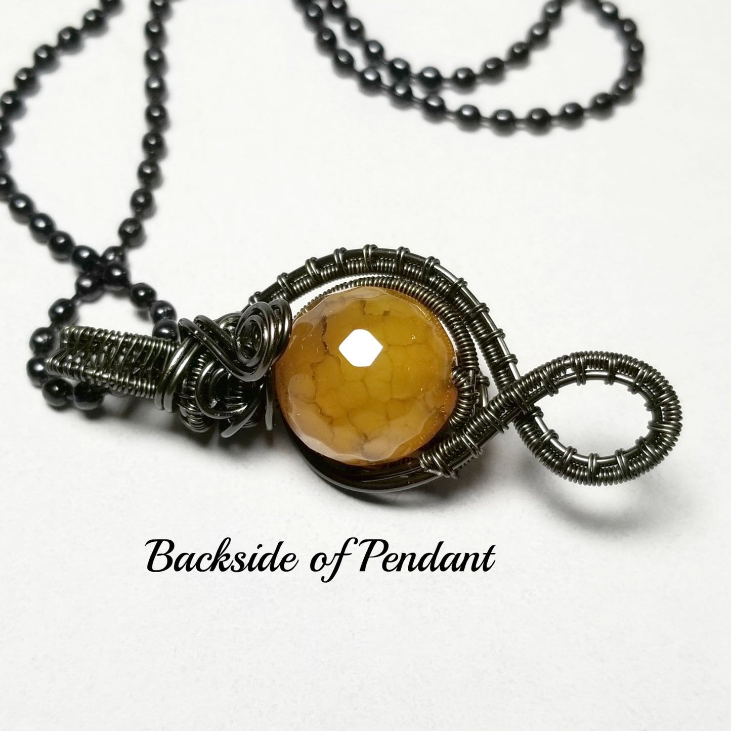 Dragon Vein Agate Necklace, Wire Wrapped Gemstone Jewelry