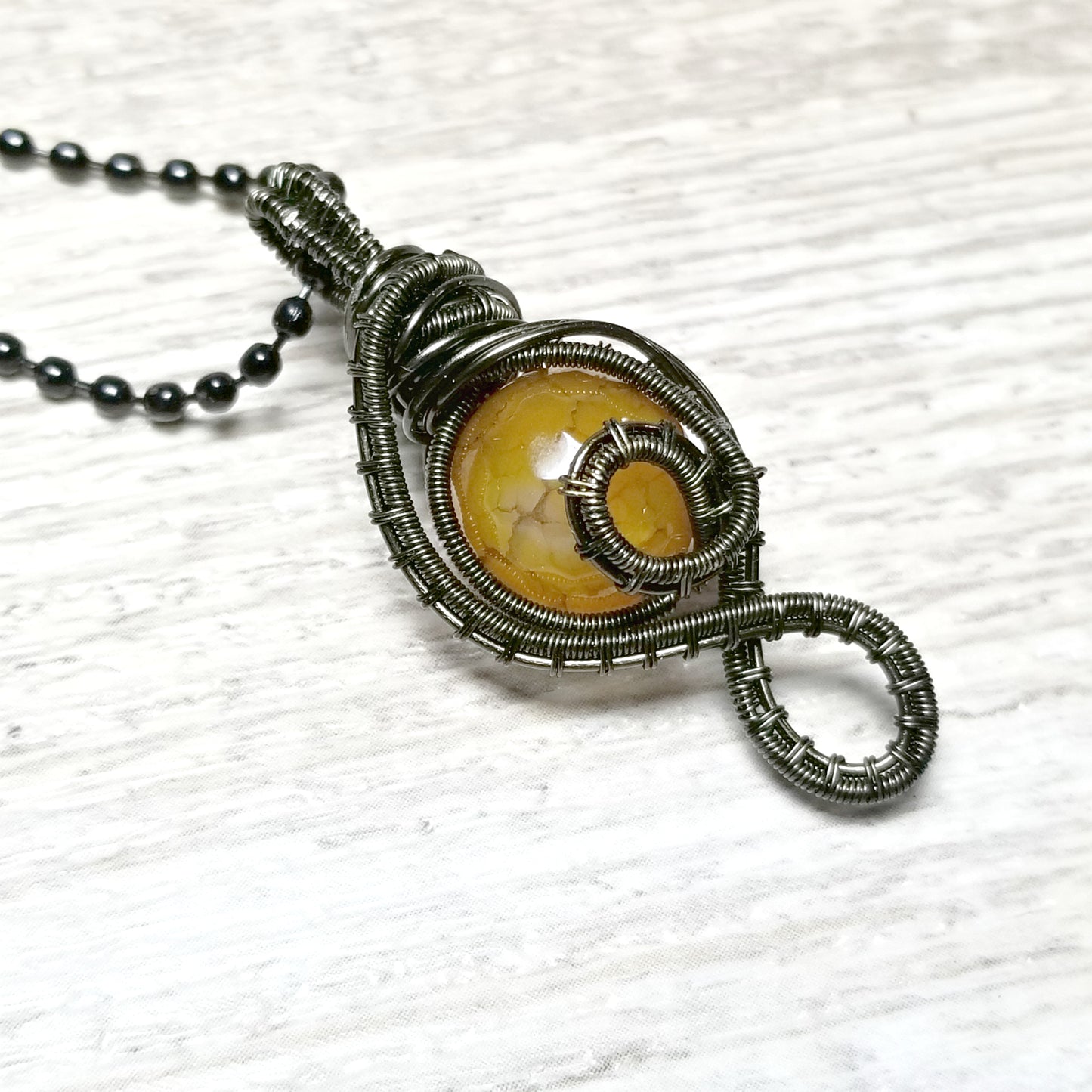 Dragon Vein Agate Necklace, Wire Wrapped Gemstone Jewelry