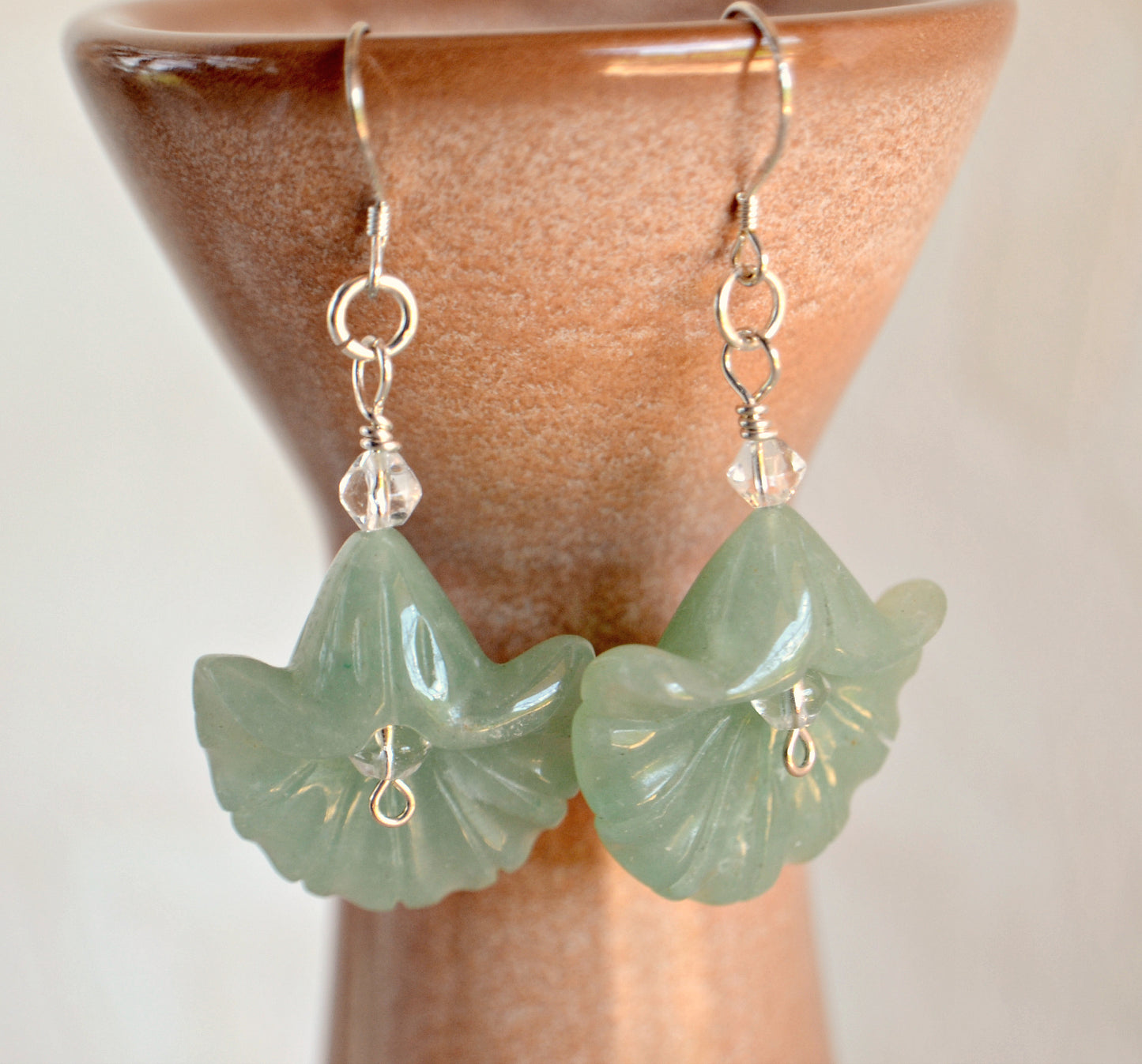 Green Aventurine Every Day Earrings, Flower Jewelry Gift