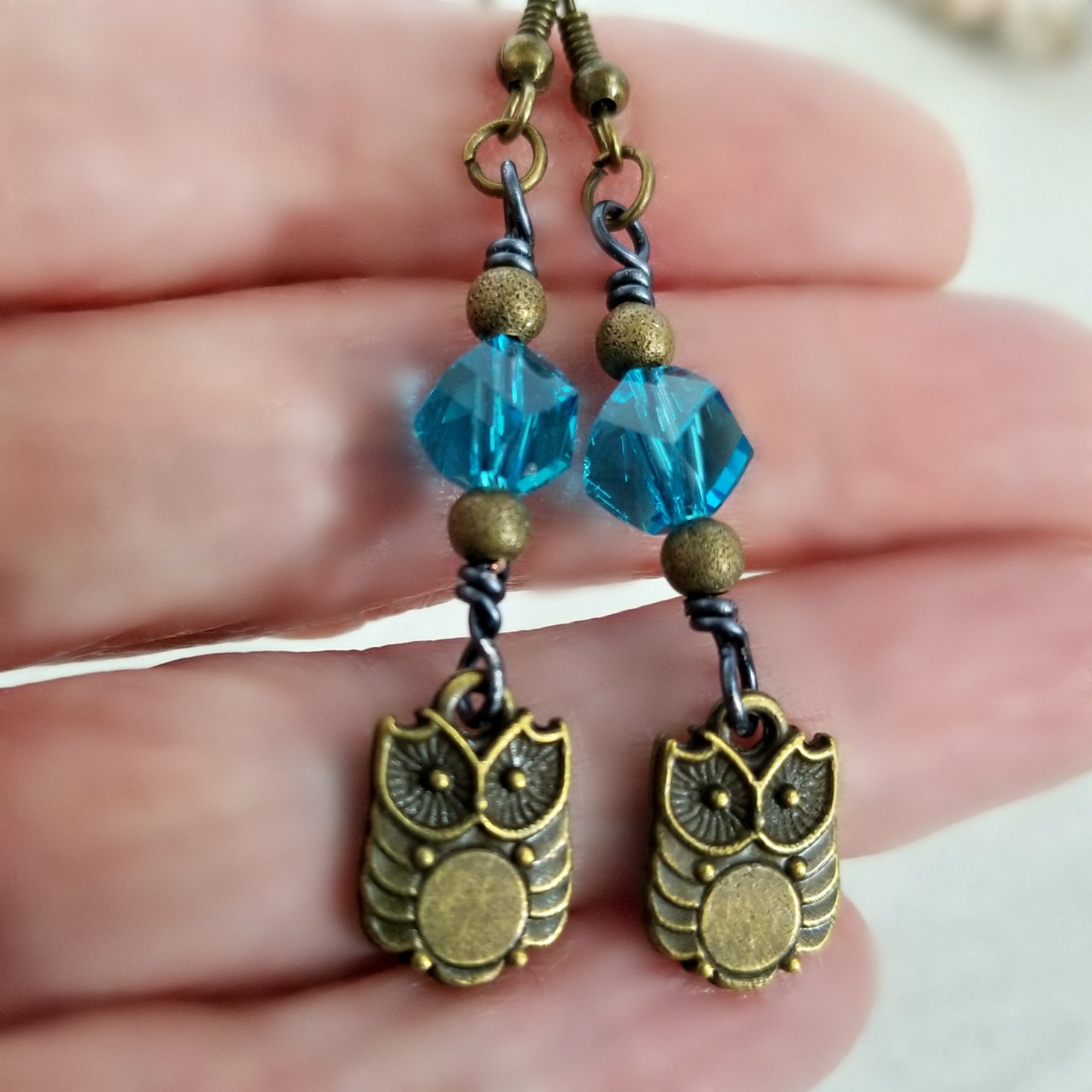 Owl Earrings, Owl Lover Gift, Long Dangling Earrings