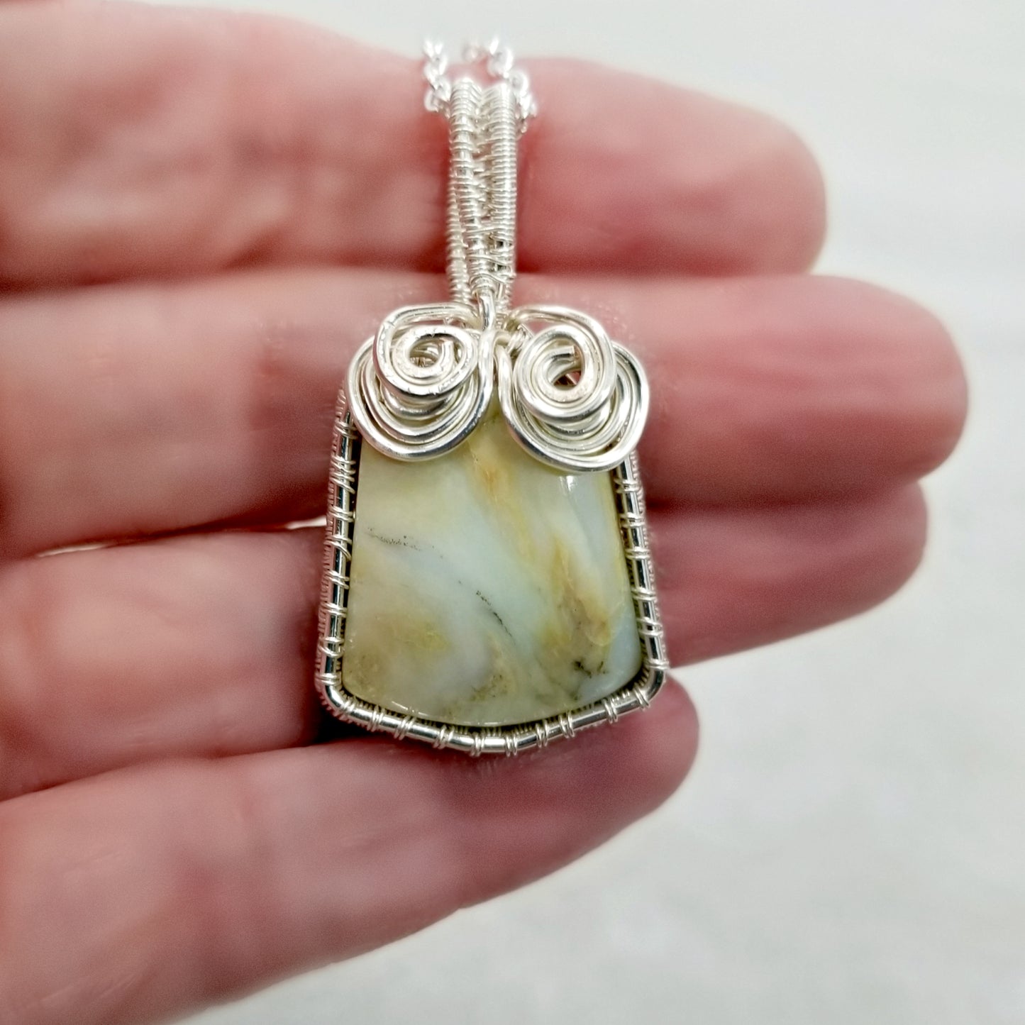 Petrified Wood Necklace, Wire Woven Pendant, Earthy Jewelry