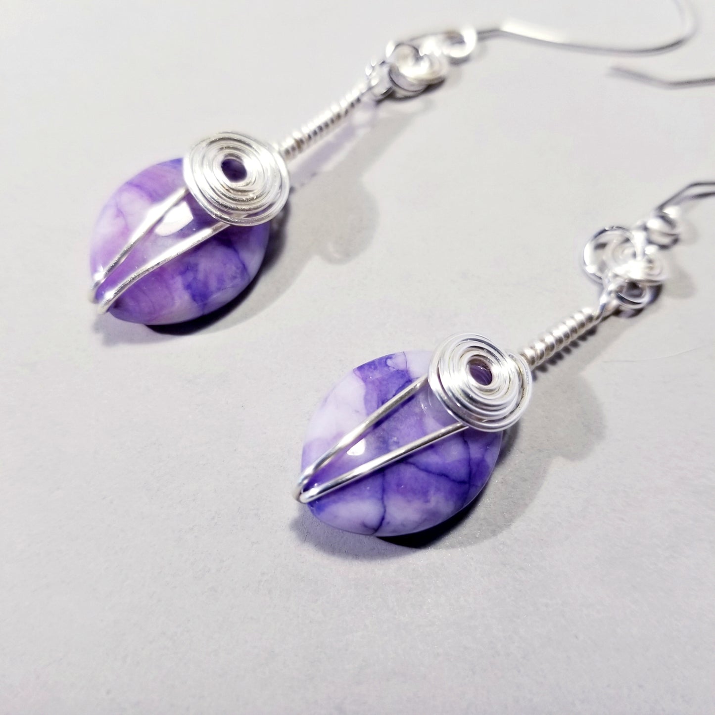 Purple Earrings, Wire Wrapped Jewelry, Everyday Earrings
