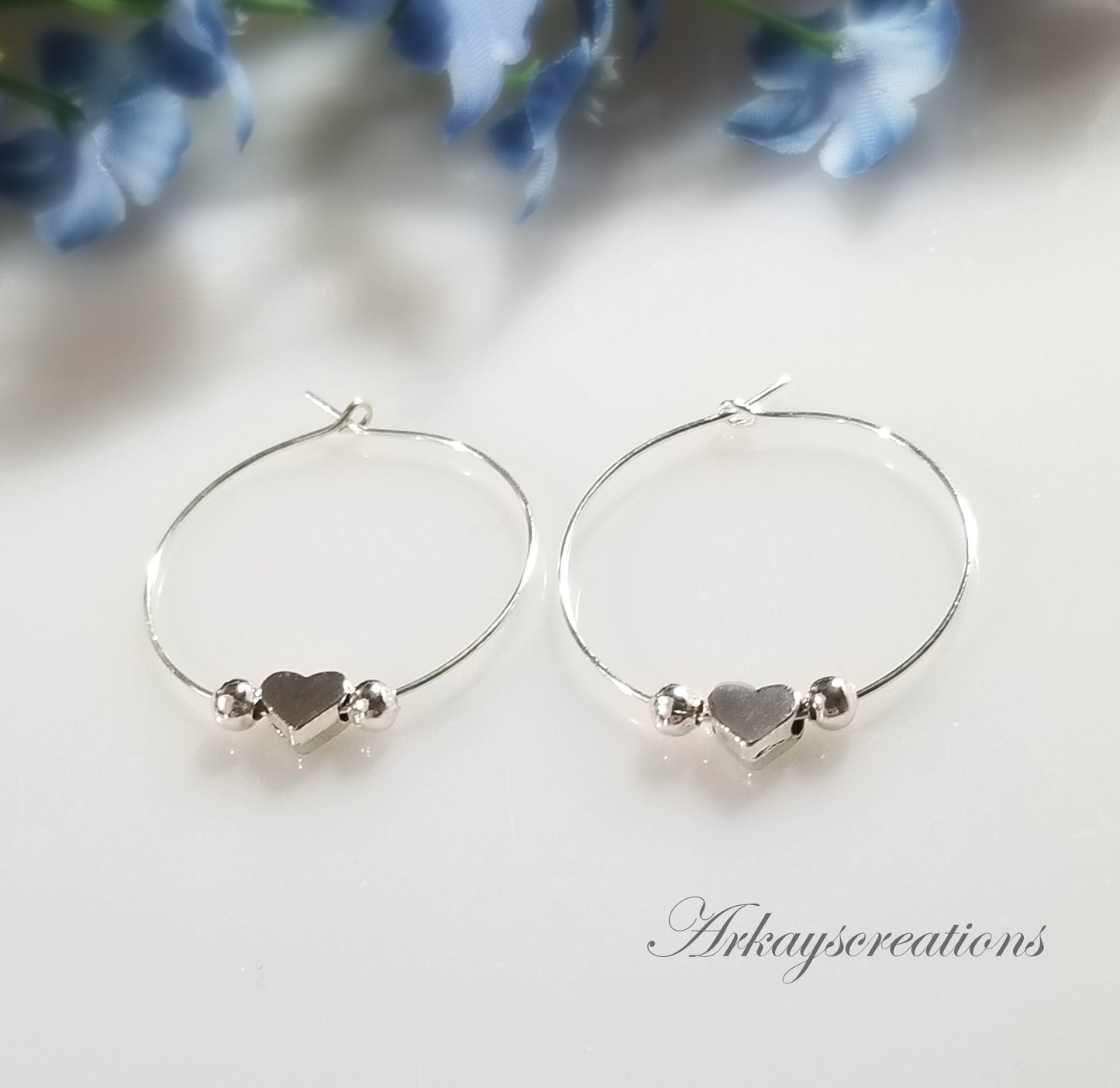 Heart Hoop Earrings, Silver Jewelry for Women, Lightweight Hoops