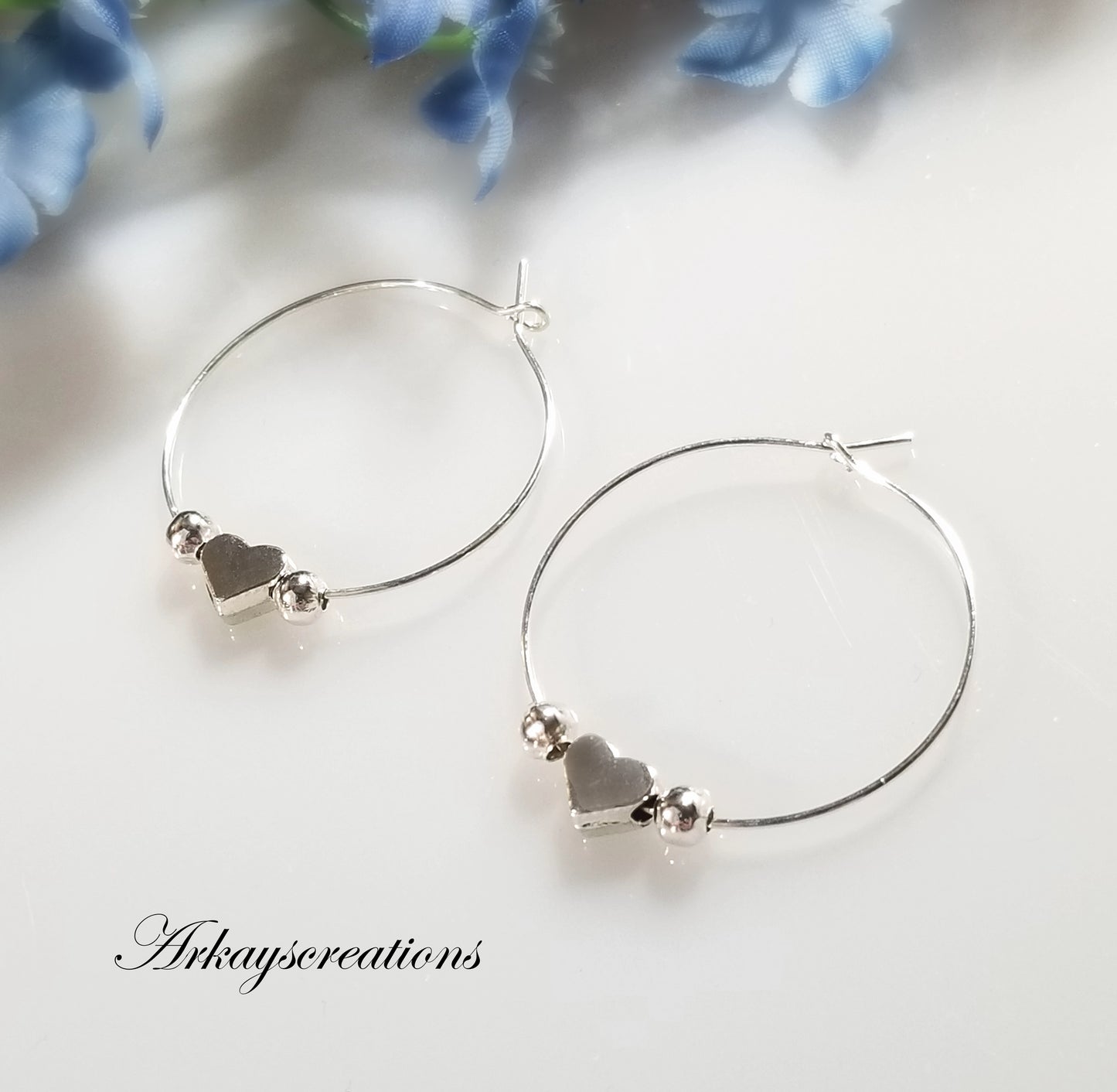 Heart Hoop Earrings, Silver Jewelry for Women, Lightweight Hoops