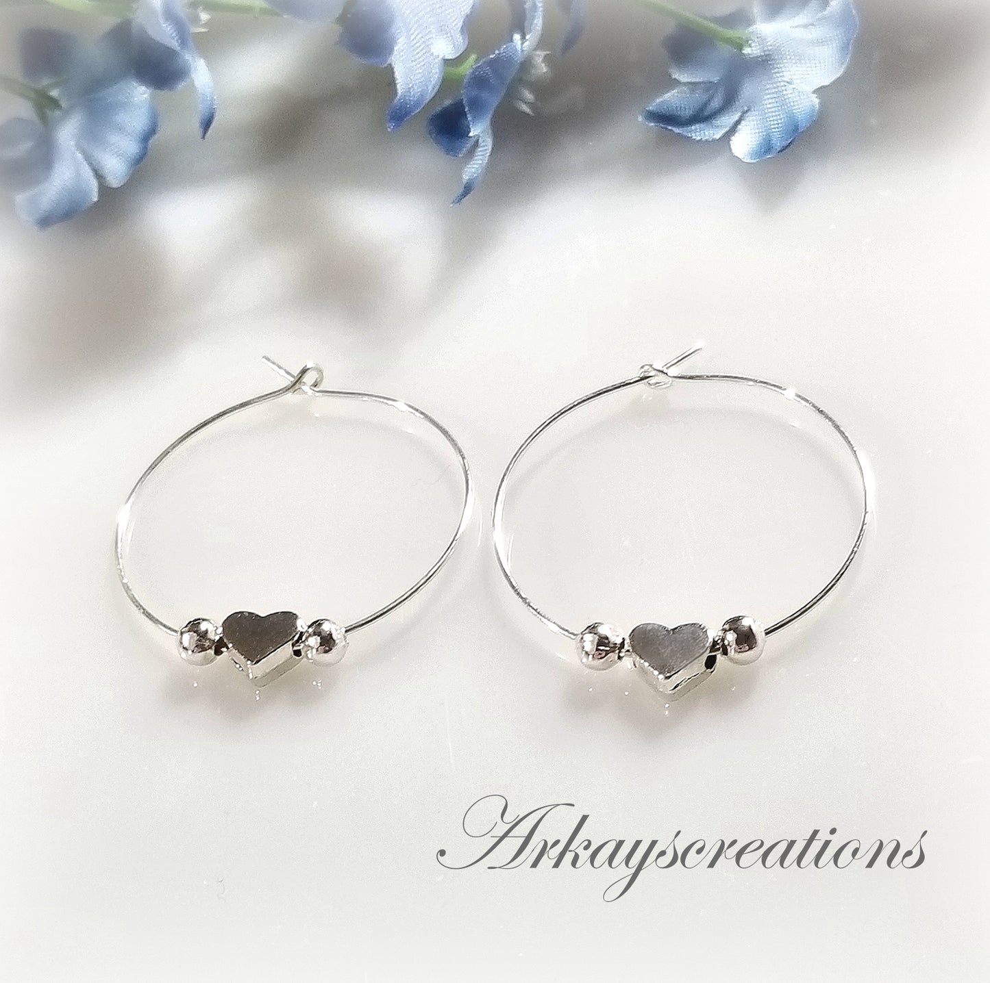 Heart Hoop Earrings, Silver Jewelry for Women, Lightweight Hoops