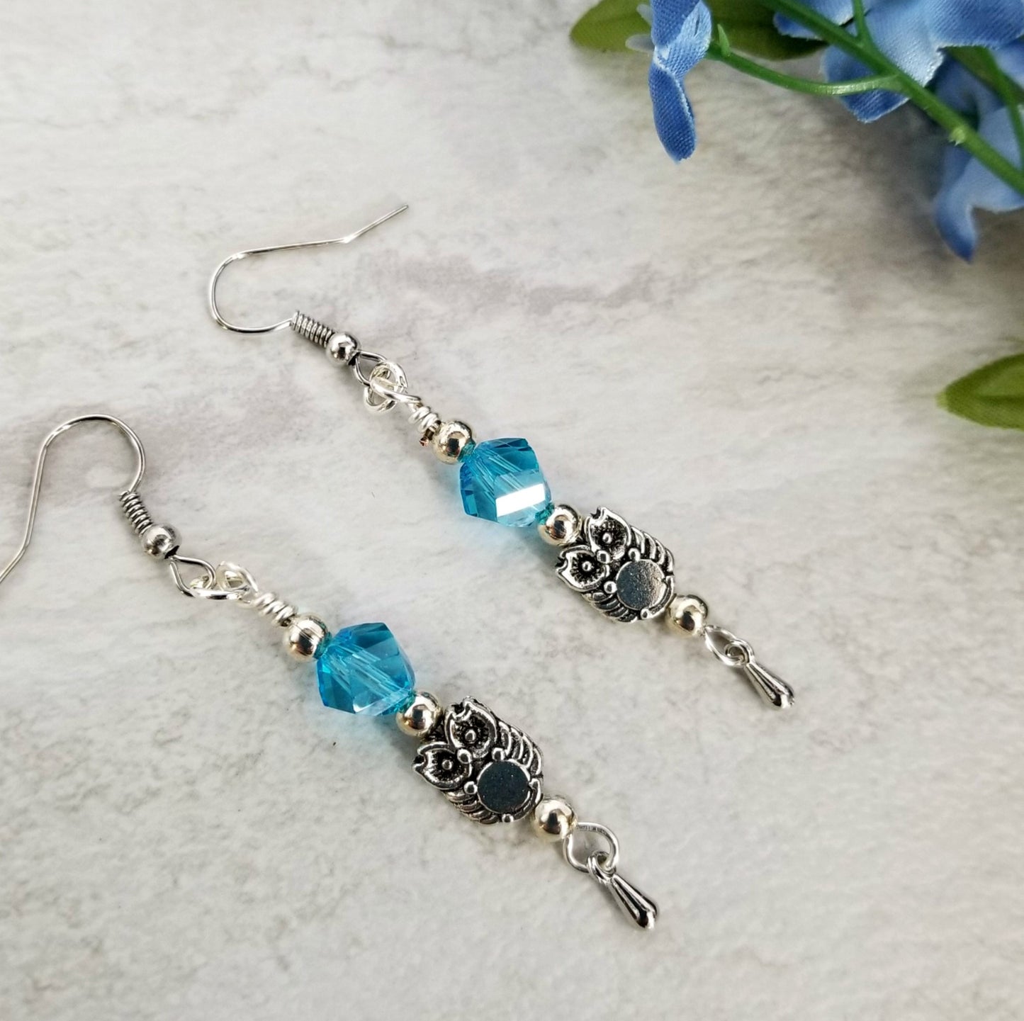 Owl Earrings, Owl Lover Gift, Long Dangling Earrings