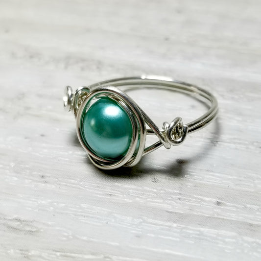 Stacking Ring, Sterling Silver Pearl Ring, Gift Idea for Women