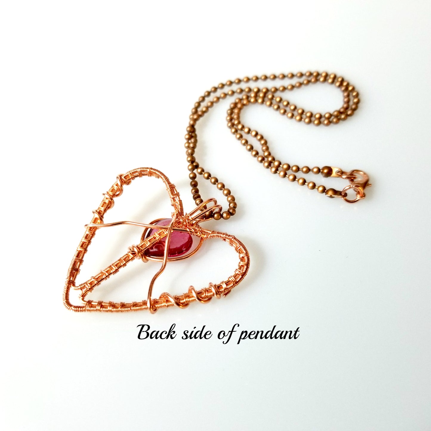 Wire Wrapped Copper Heart Pendant, Heart Jewelry for Women