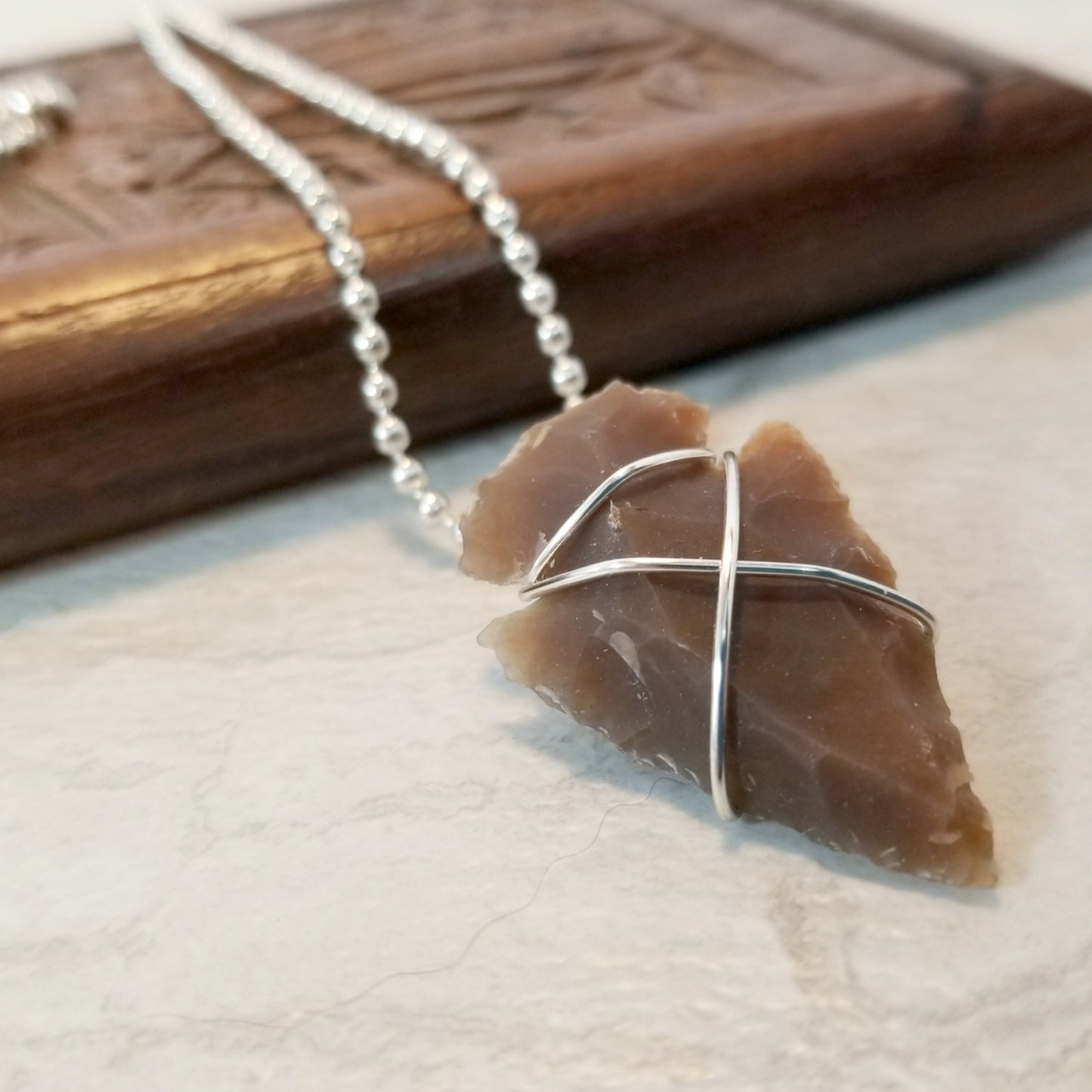 Arrowhead Pendant, Tribal Necklace, Wire Wrapped Jewelry