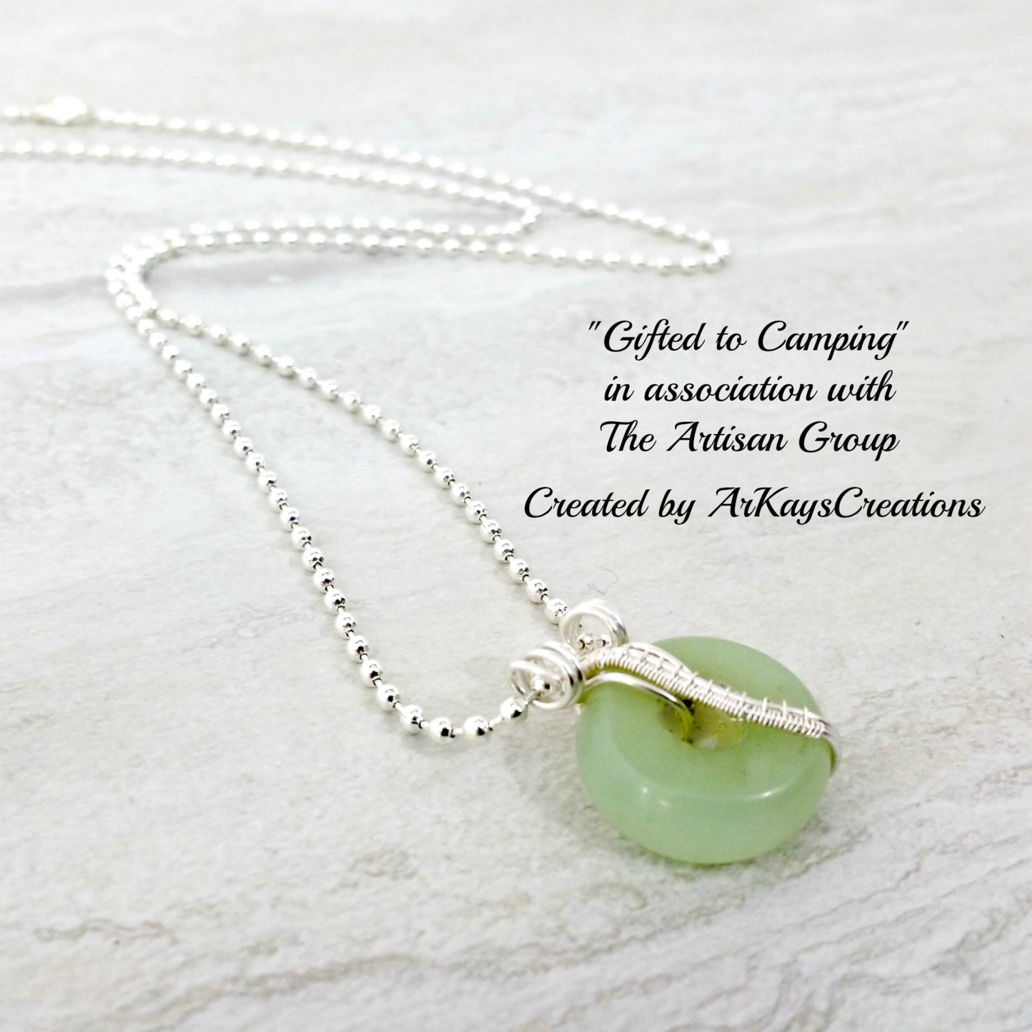 Wire Wrapped Aventurine Necklace Gift for Her, Gemstone Donut Necklace