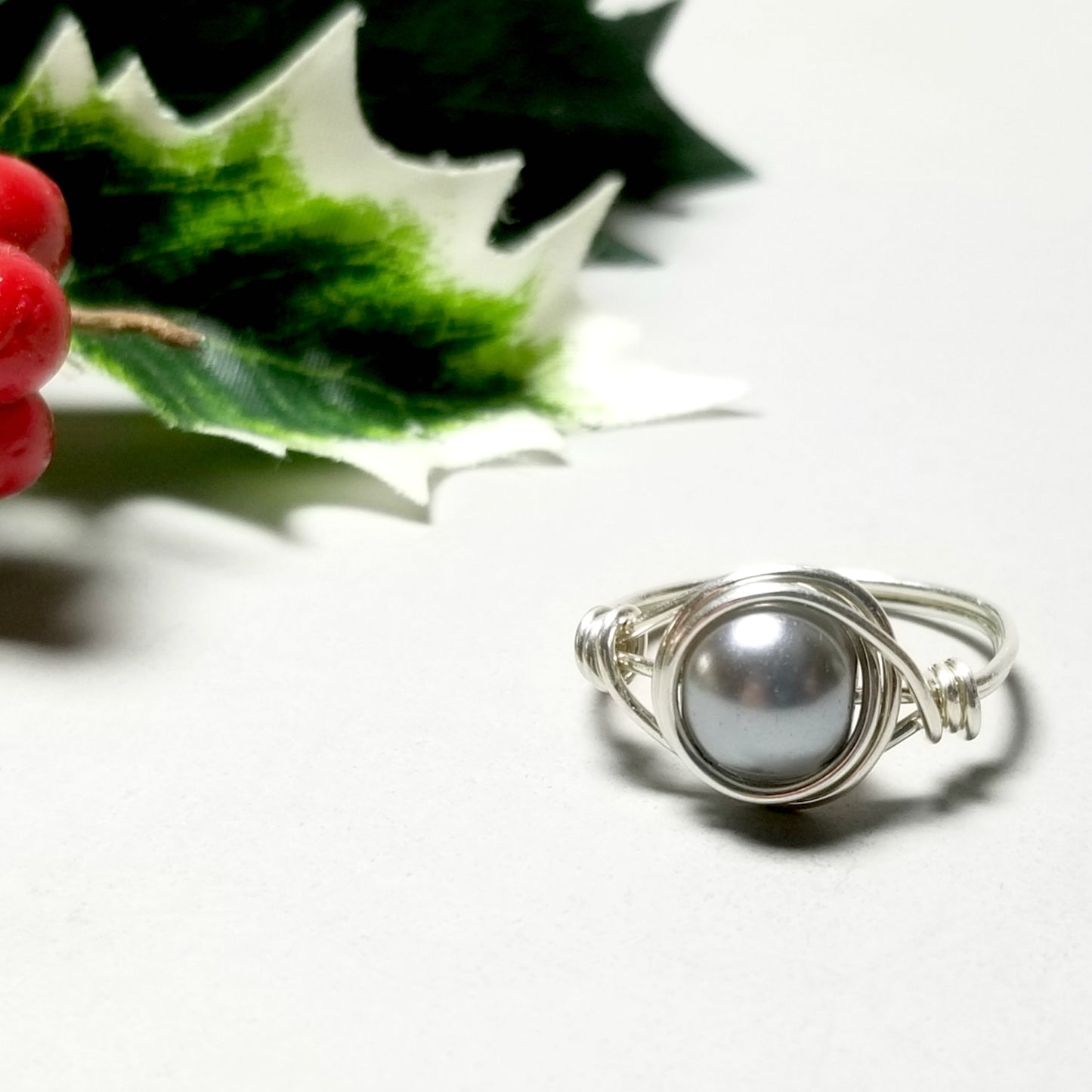 Wire Wrapped Ring, Sterling Silver Pearl Ring, Gift Idea for Women