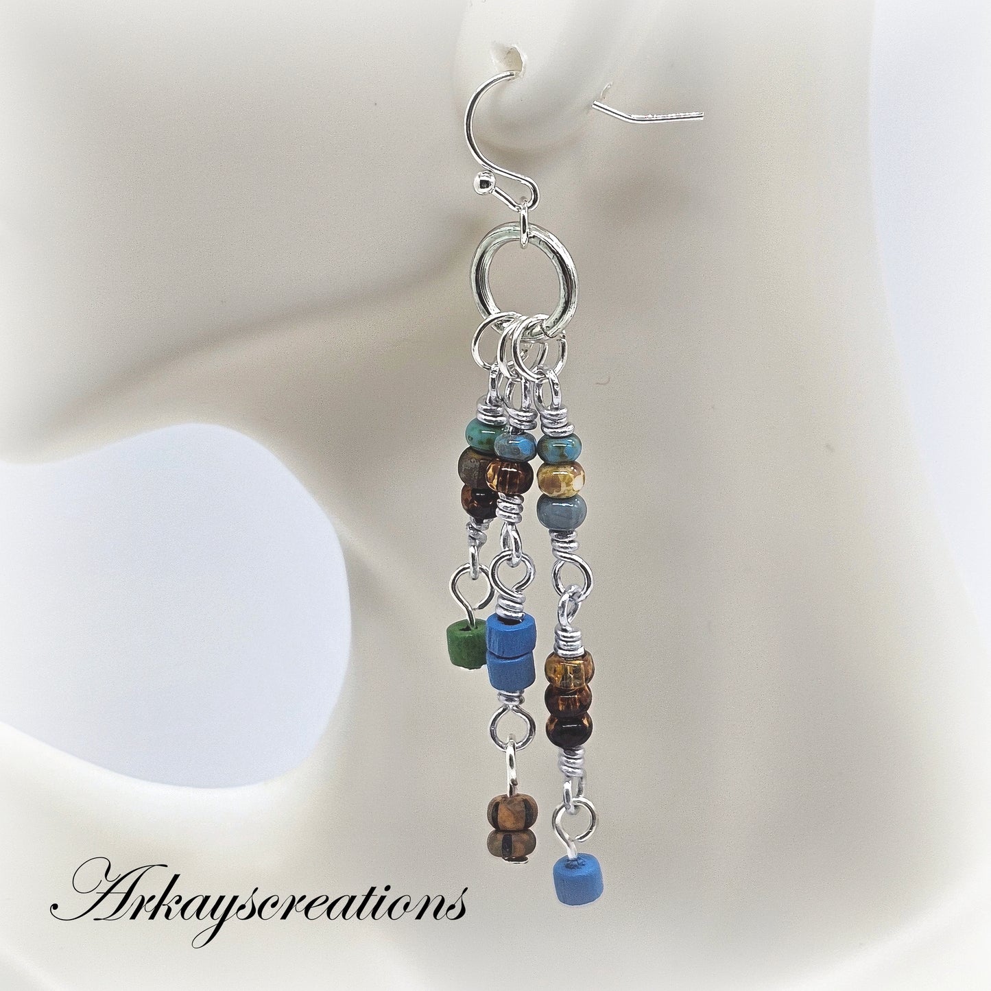 Artisan Boho Fringe Earrings - Sterling Silver Ear Hooks