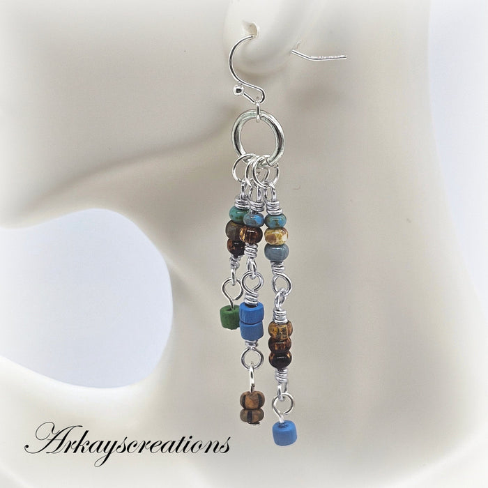 Artisan Boho Fringe Earrings - Sterling Silver Ear Hooks