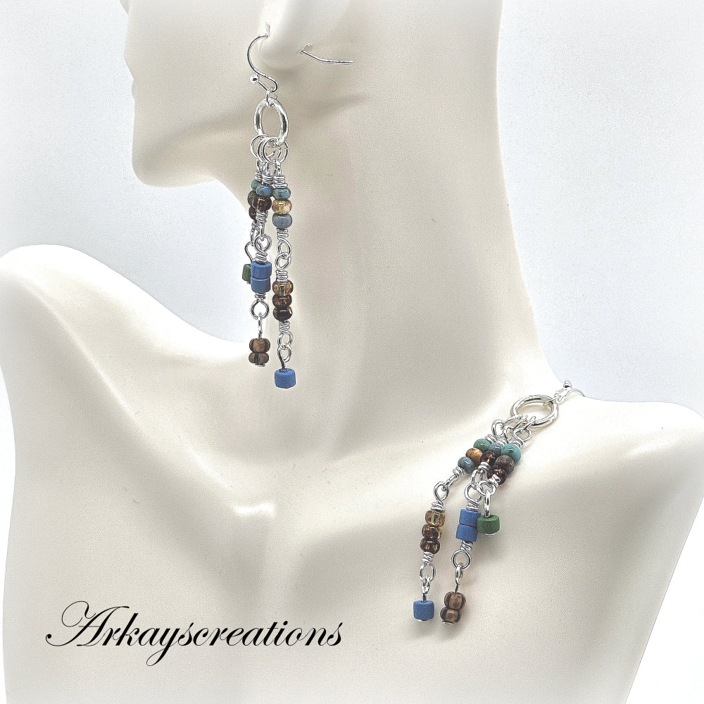 Artisan Boho Fringe Earrings - Sterling Silver Ear Hooks