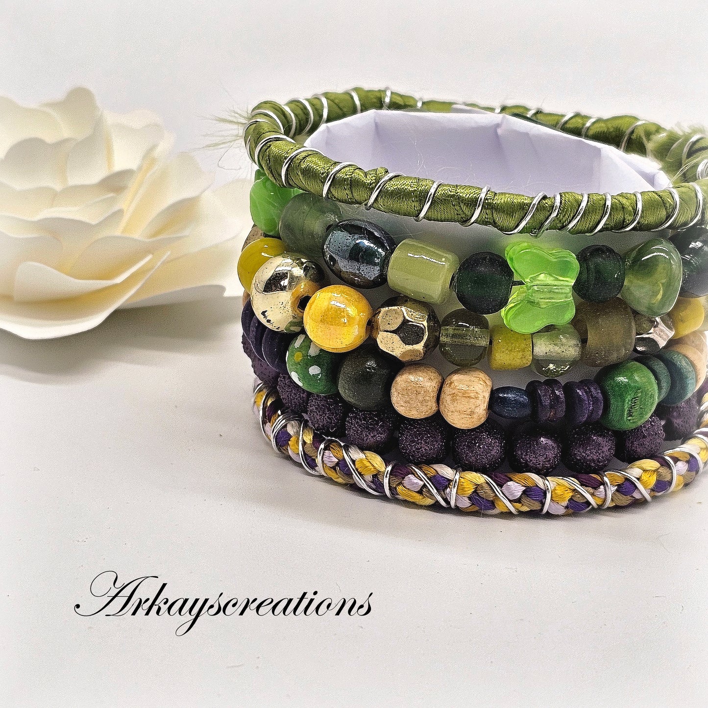 Artisan Crafted Boho Chic Layered Bangle Stack