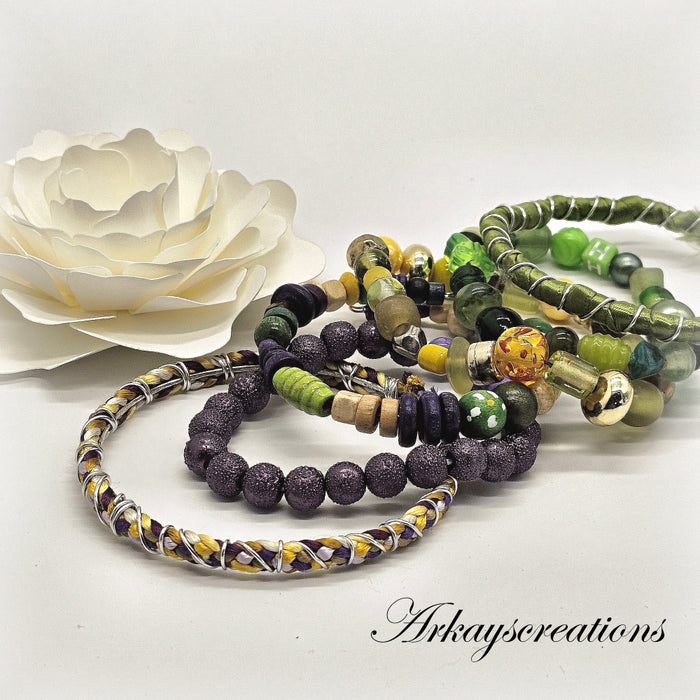 Artisan Crafted Boho Chic Layered Bangle Stack