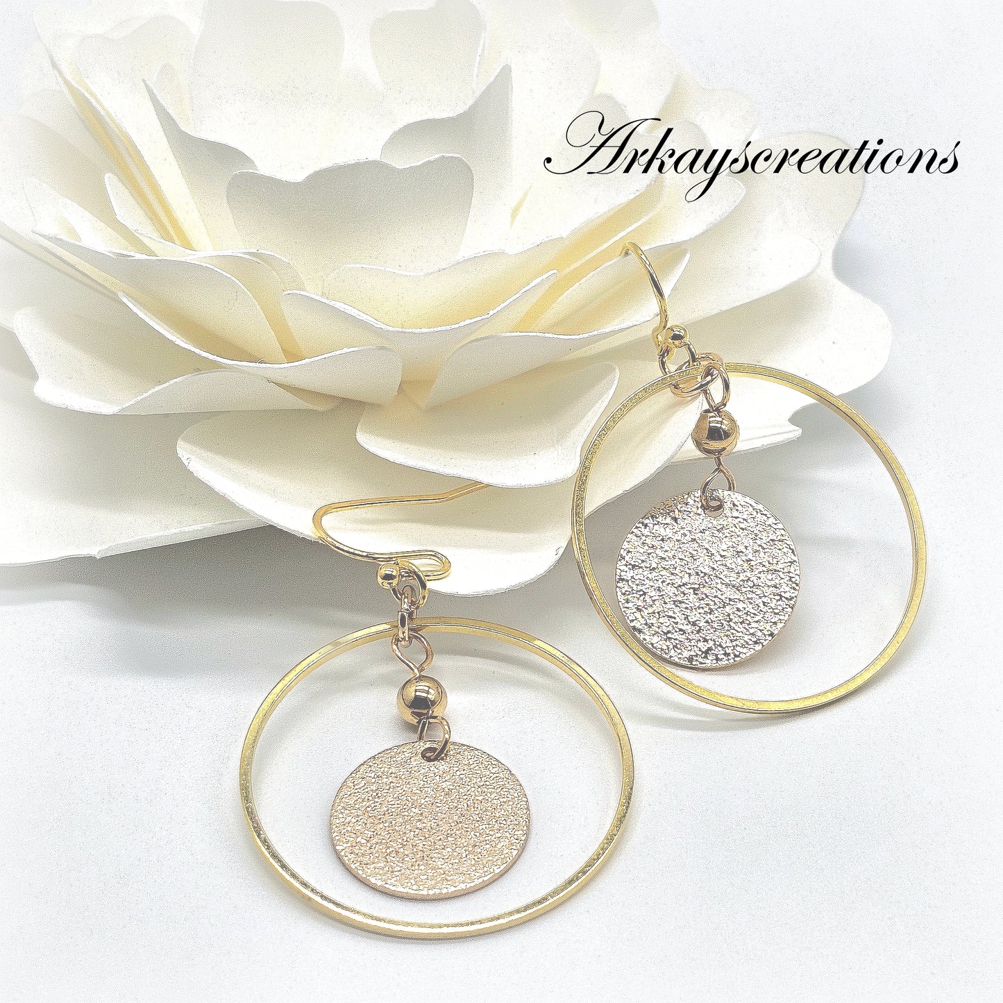 Elegant Gold Charm Hoop Earrings - Handcrafted Statement Jewelry