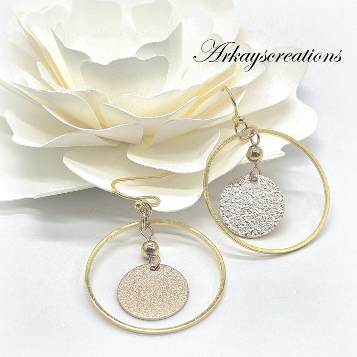 Elegant Gold Charm Hoop Earrngs
