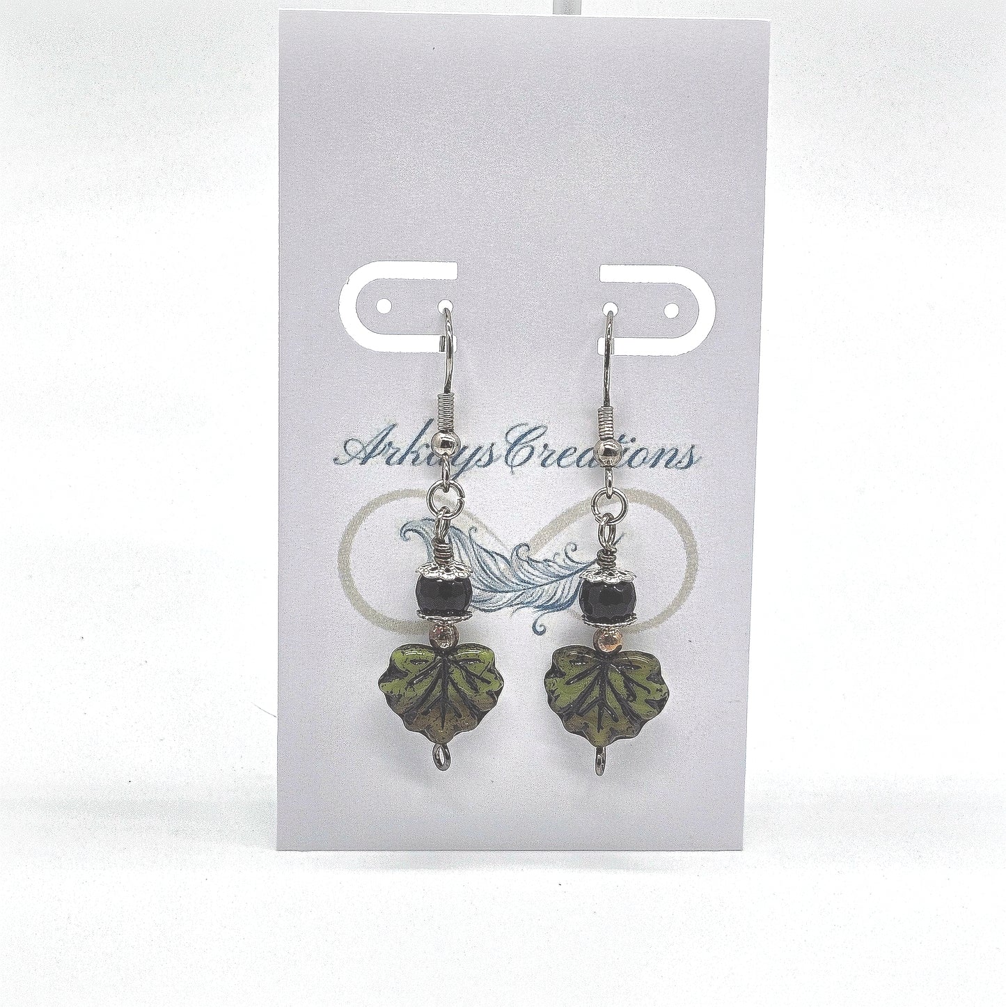 Green Leaf Earrings, Nature Jewelry Women