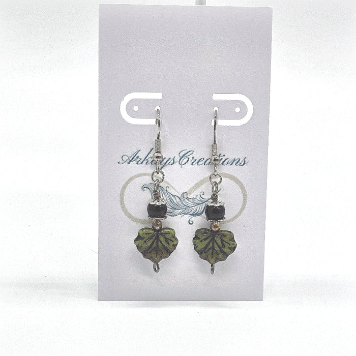Green Leaf Earrings, Nature Jewelry Women - Arkayscreations