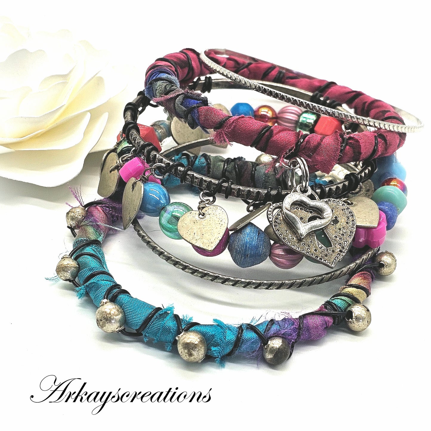 Bohemian Bangle Bracelet Stack with Vintage-Inspired Gypsy Style