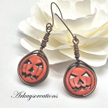 Orange Pumpkin Earrings for Autumn ~ Arkayscreations