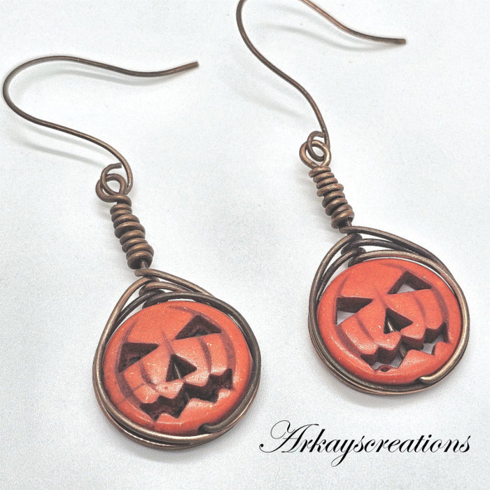 Orange Pumpkin Earrings for Autumn ~ Arkayscreations