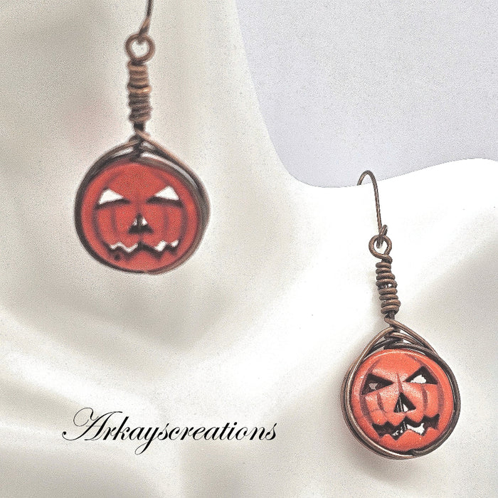 Orange Pumpkin Earrings for Autumn ~ Arkayscreations