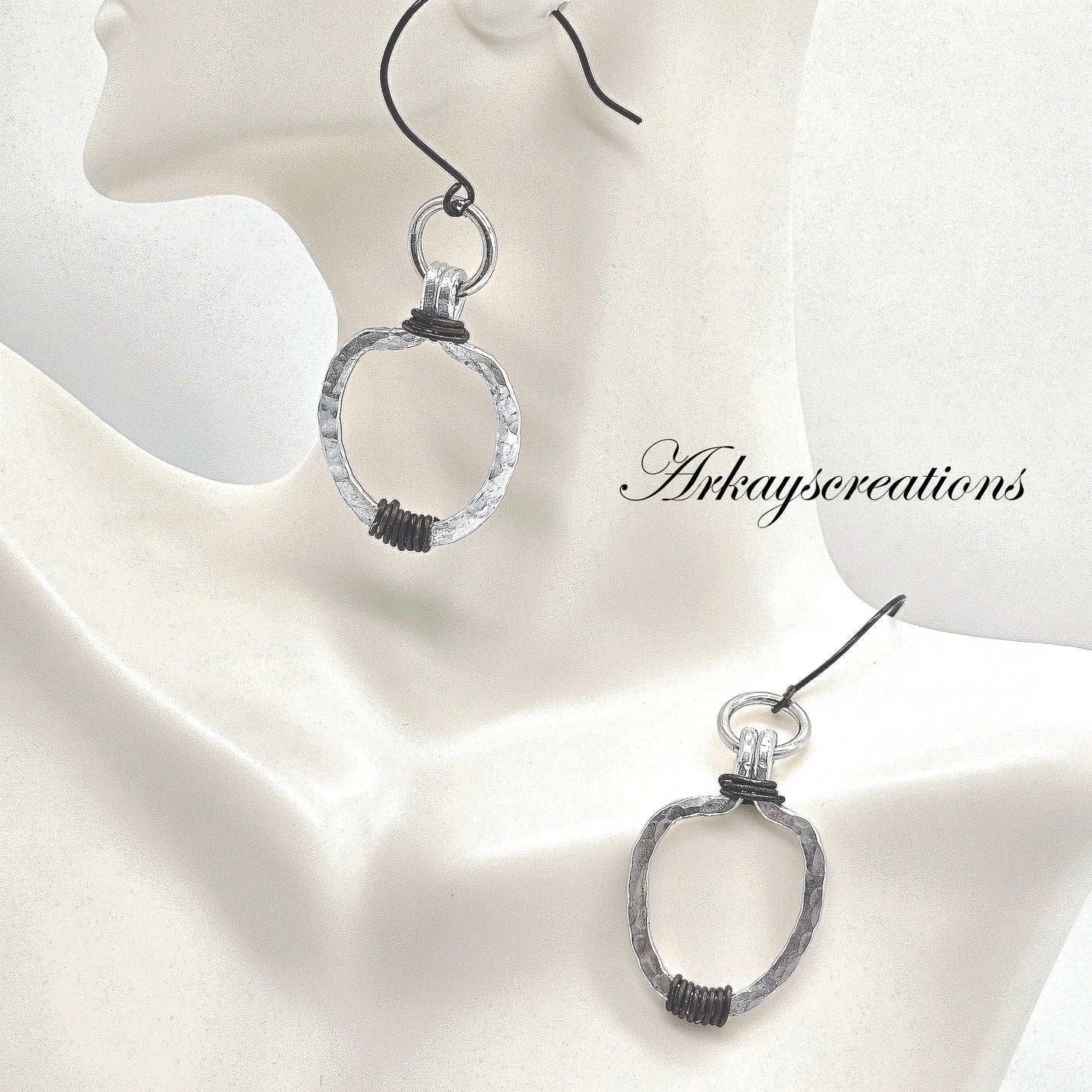 Hammered Aluminum Earrings, Aluminum Wire Jewelry