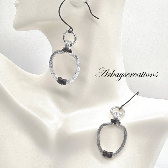Hammered Aluminum Earrings, Aluminum Wire Jewelry - Arkayscreations