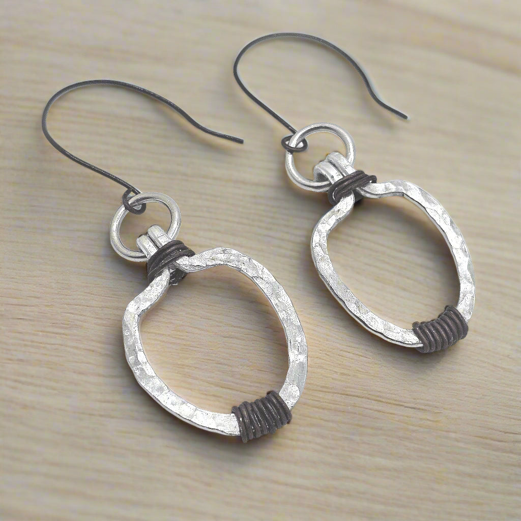 Hammered Aluminum Earrings, Aluminum Wire Jewelry