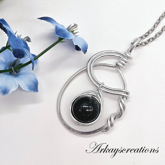 Blue Goldstone Teardrop Pendant Necklace