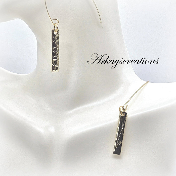 Reversible Minimalist Gold Bar Earrings ~ Arkayscreations