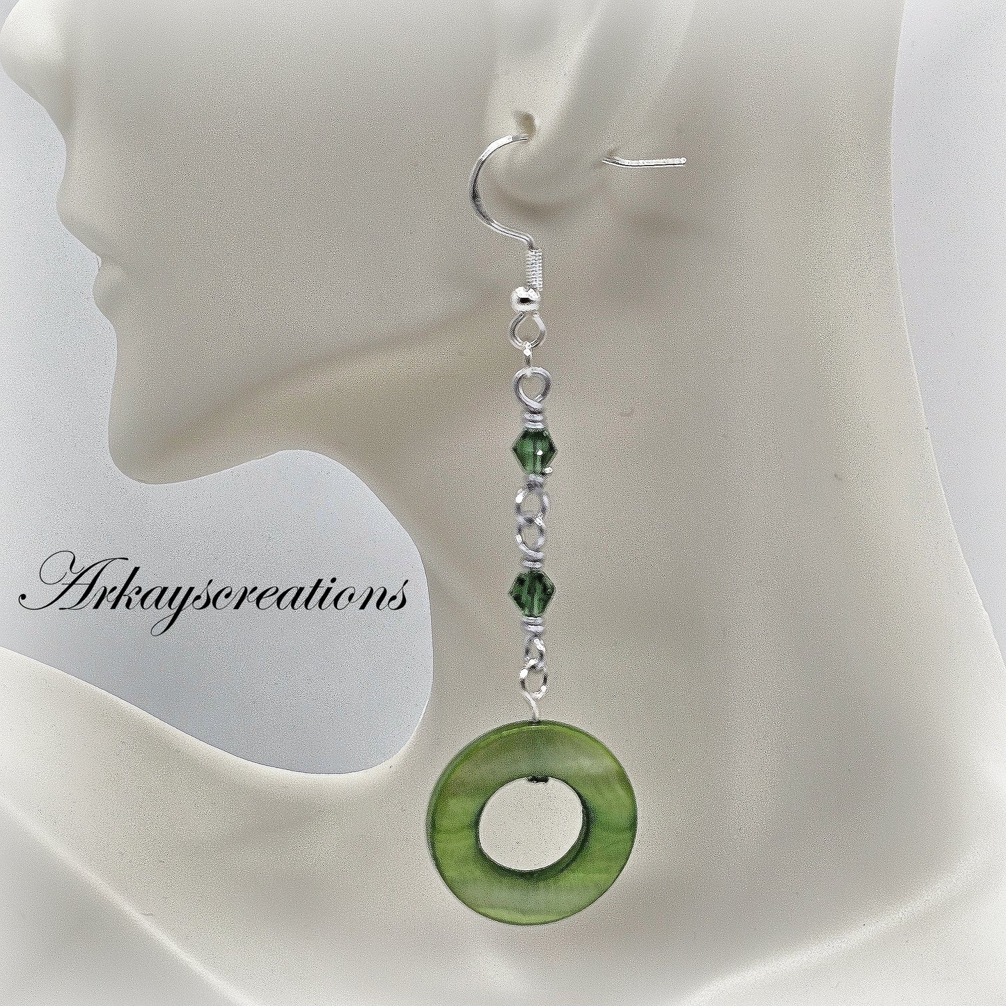 Oceans Green Kiss, Abalone Drop Earrings - St. Patrick's Day Ready