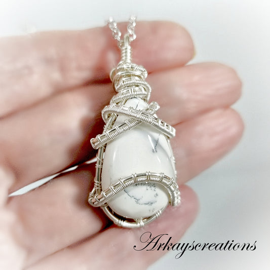 Wire Wrapped Dendritic Opal Necklace, Boho Jewelry for Women