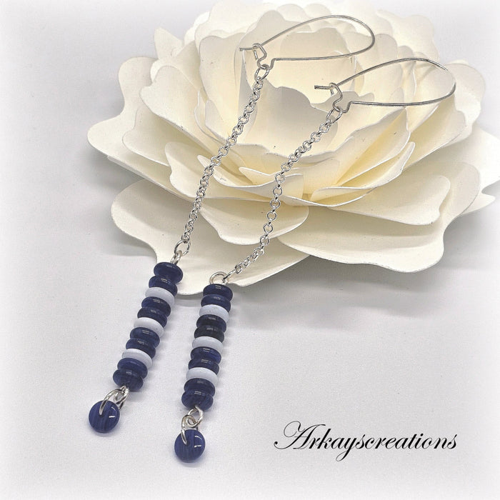 Royal Blue Earrings, Beaded Jewelry Women