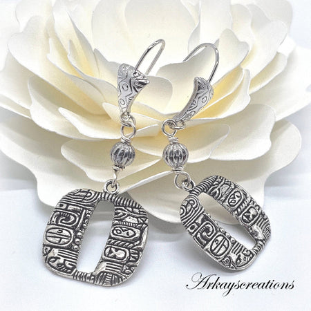Silver Tribal Dangle Earrings ~ Boho Chic Style ~ Arkayscreations