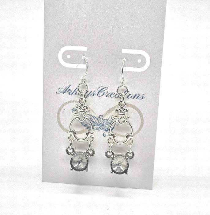 Smokey Gray Chandelier Earrings ~ Vintage Style Rhinestone Jewelry ~ Arkayscreations