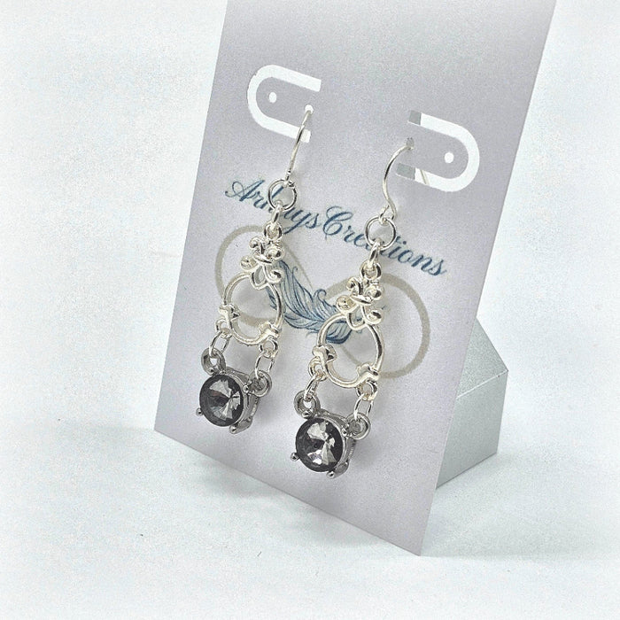 Smokey Gray Chandelier Earrings ~ Vintage Style Rhinestone Jewelry ~ Arkayscreations