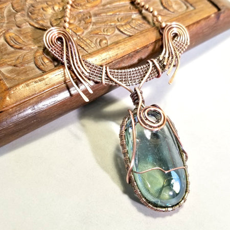 Something Blue Wire Wrapped Necklace ~ Arkayscreations