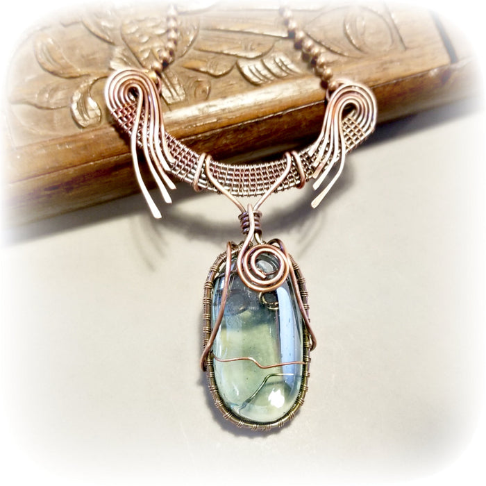 Something Blue Wire Wrapped Necklace ~ Arkayscreations