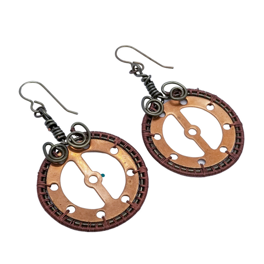 Steampunk Statement Earrings, Industrial Jewelry, Gear Dangle Earrings