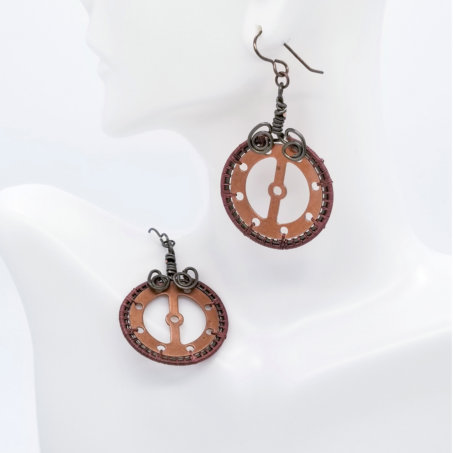 Steampunk Statement Earrings, Industrial Jewelry, Gear Dangle Earrings