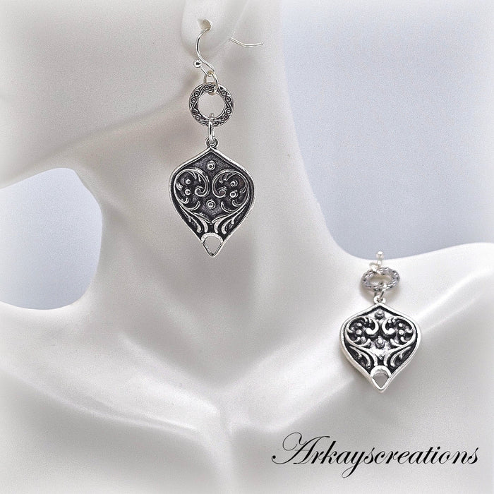 Victorian Earrings Antique Style, Art Deco Filigree Jewelry - Arkayscreations