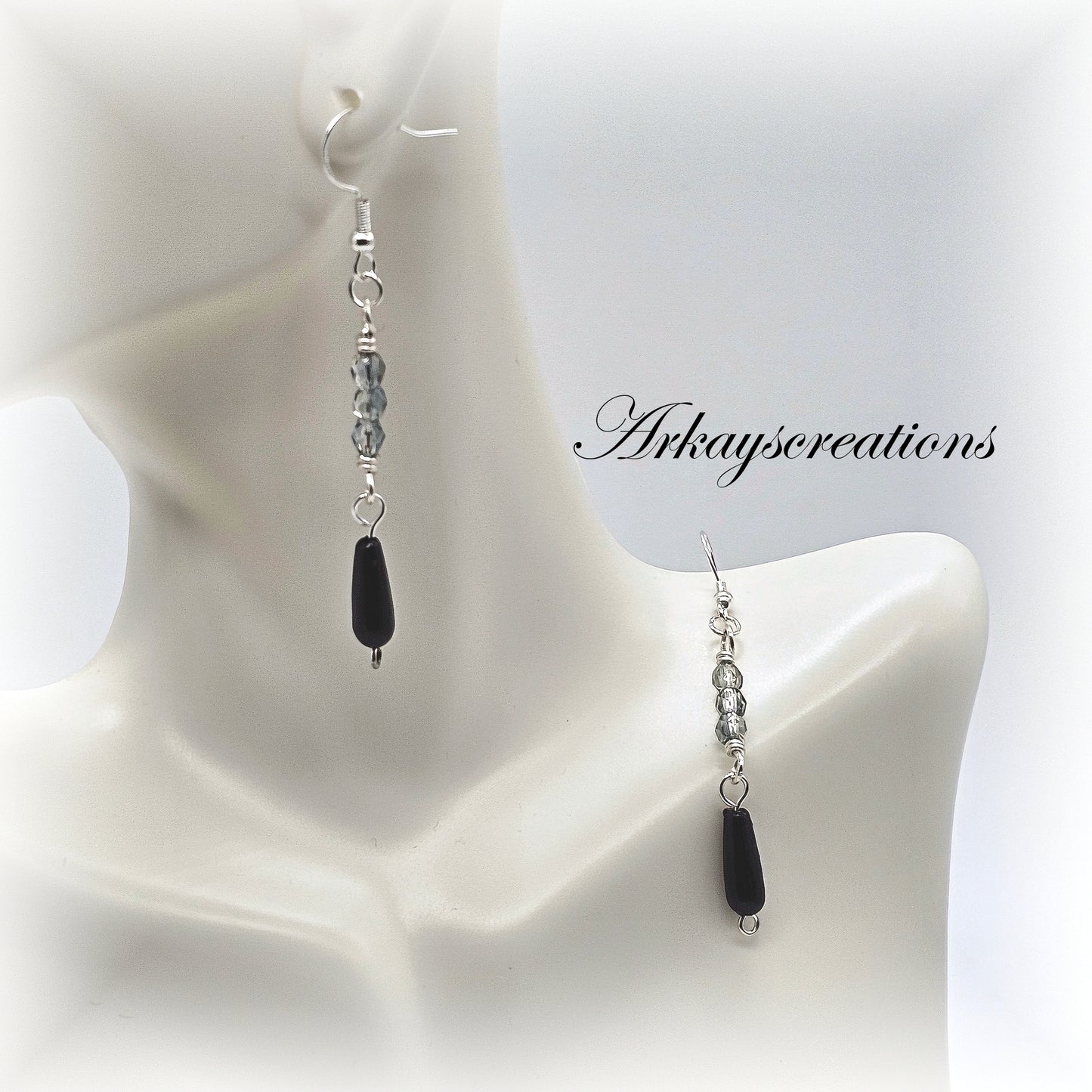 Whispers of the Night - Long Black Drop Earrings