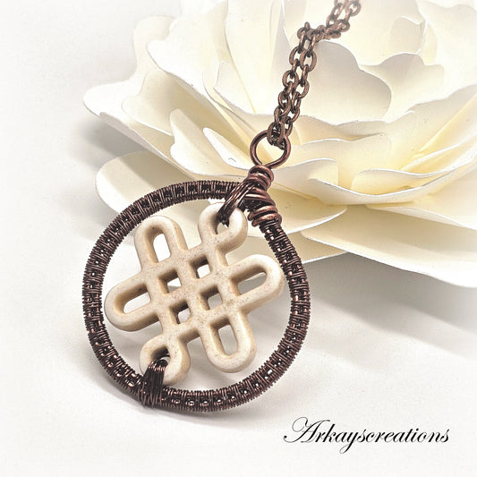 Wire Weave Celtic Knot Pendant Necklace