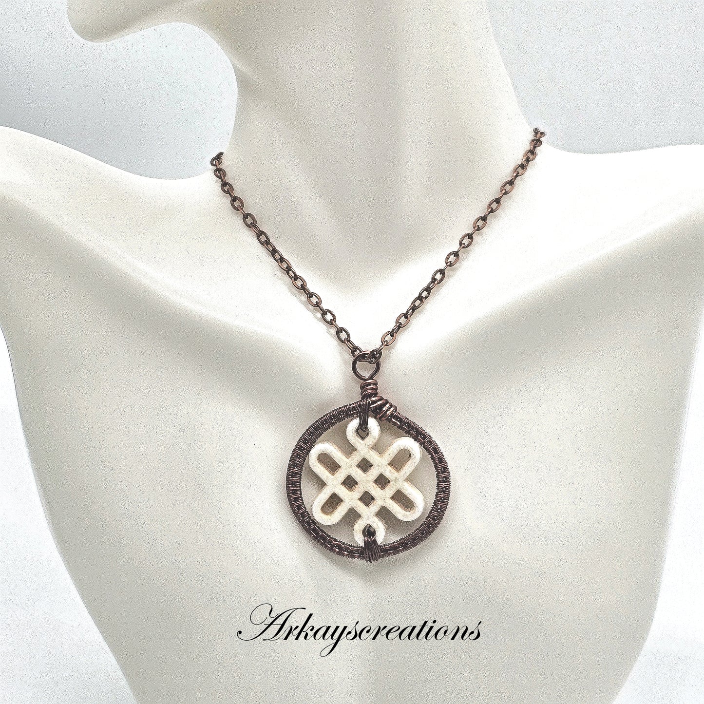 Wire Weave Celtic Knot Pendant Necklace