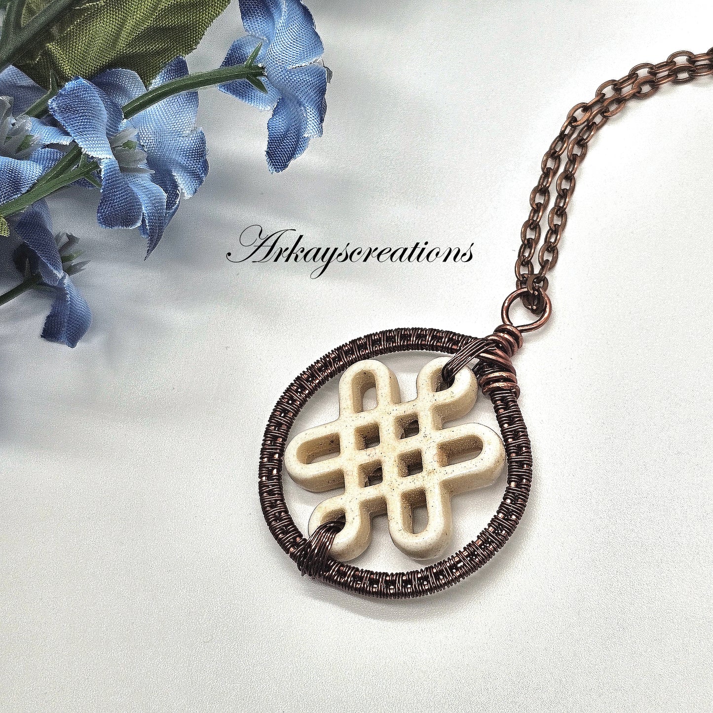 Wire Weave Celtic Knot Pendant Necklace